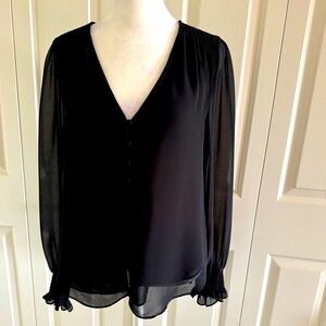 1.State Black Sheer Sleeve Blouse Small